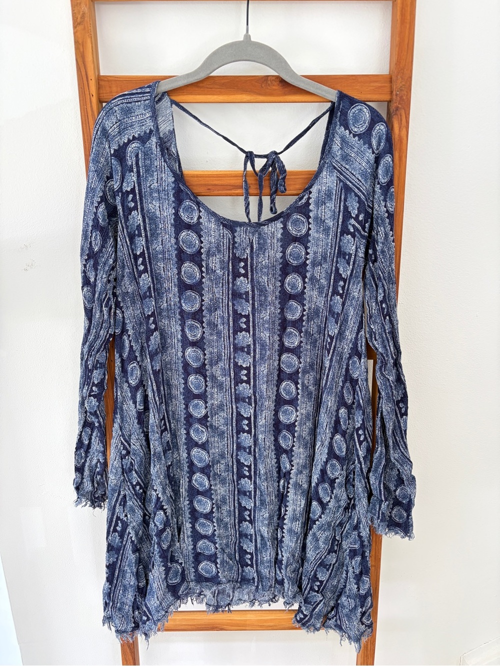Somedays Lovin Navy Patterned Scoop-Neck Tunic with Tie Back